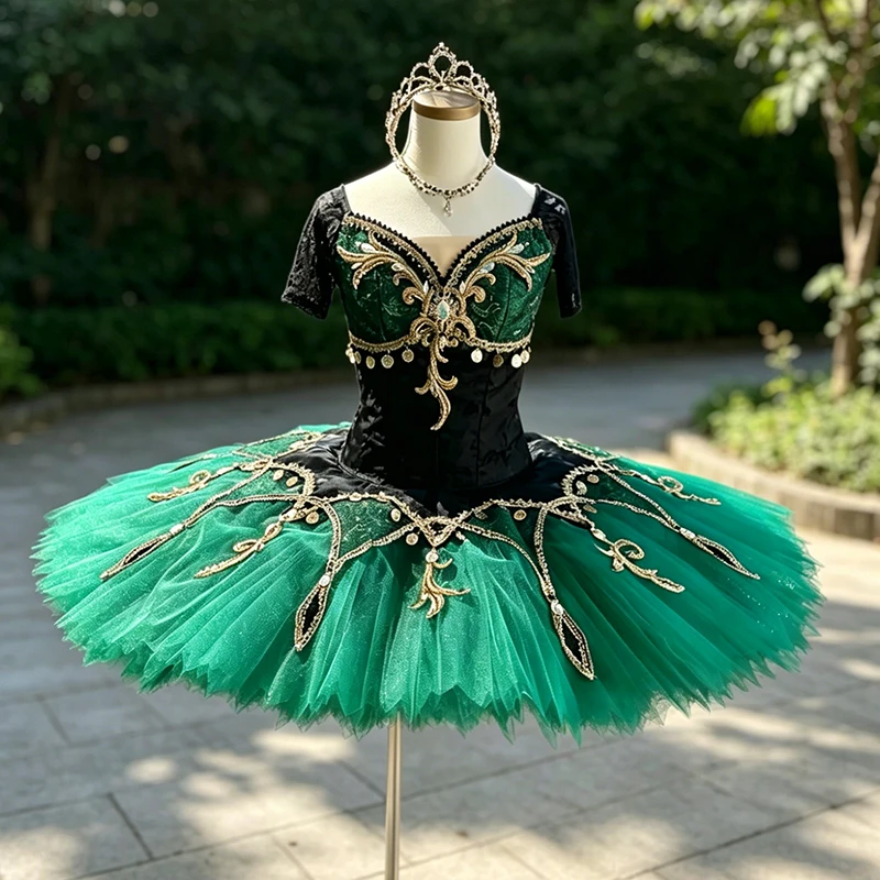 12 layers La Esmeralda Tutu for girls Professional YAGP black green pancak tutu short sleeves ballet performance competition
12 layers La Esmeralda Tutu for girls Professional YAGP black green pancak tutu short sleeves ballet performance competition