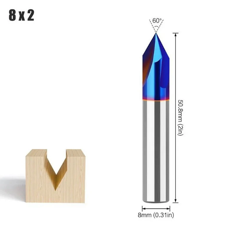 Alloy grooving cutter V-shaped milling cutter 1/4inch Shank 8mm Shank Three-edge 60-degree 90-degree integral
Alloy grooving cutter V-shaped milling cutter 1/4inch Shank 8mm Shank Three-edge 60-degree 90-degree integral