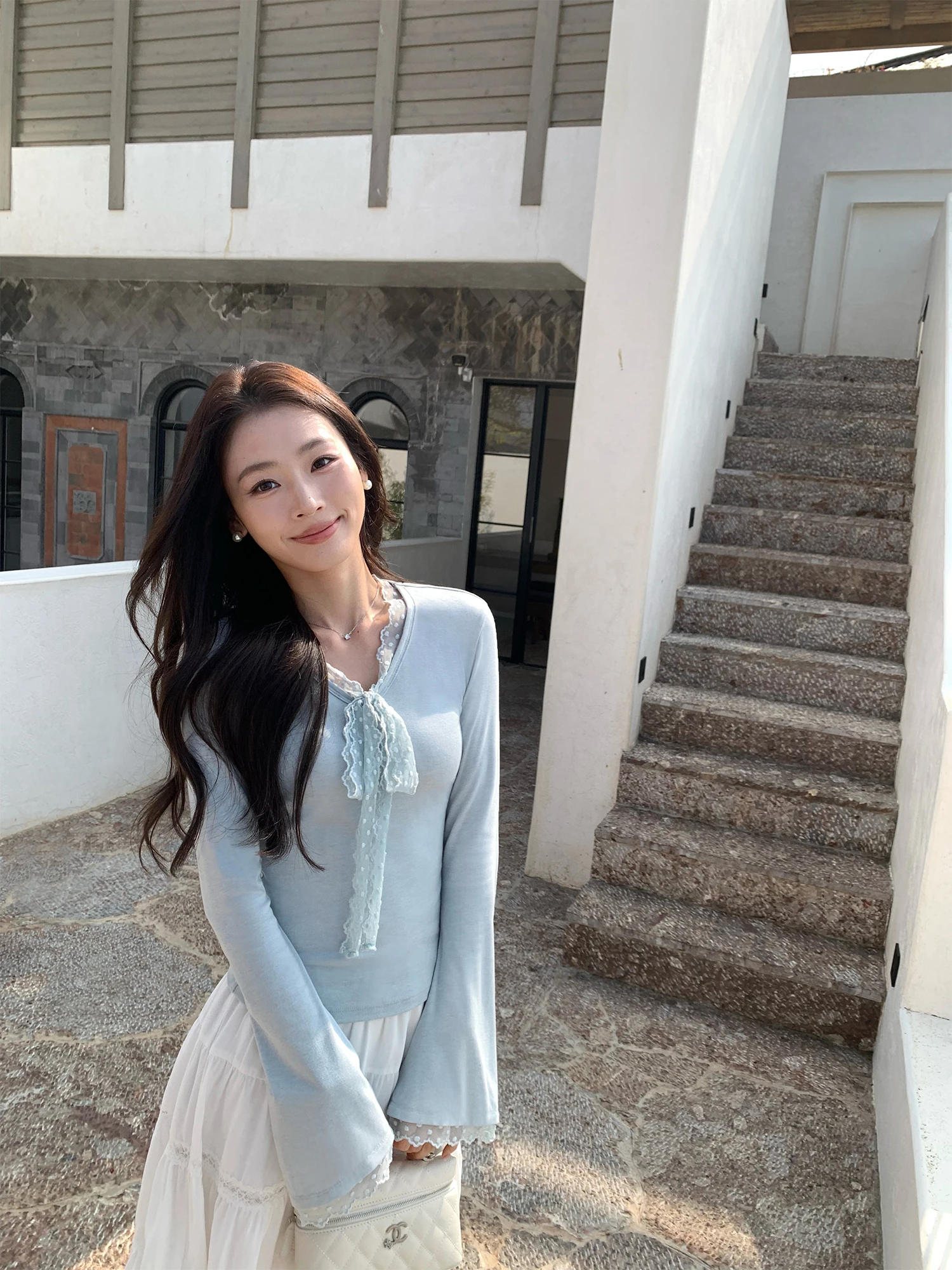 Pusumede Korean Style Long Sleeve Lace Splice Knitted T-shirt Women's Slim Belted Flared Sleeve Top Casual Style Standard Fit
Pusumede Korean Style Long Sleeve Lace Splice Knitted T-shirt Women's Slim Belted Flared Sleeve Top Casual Style Standard Fit