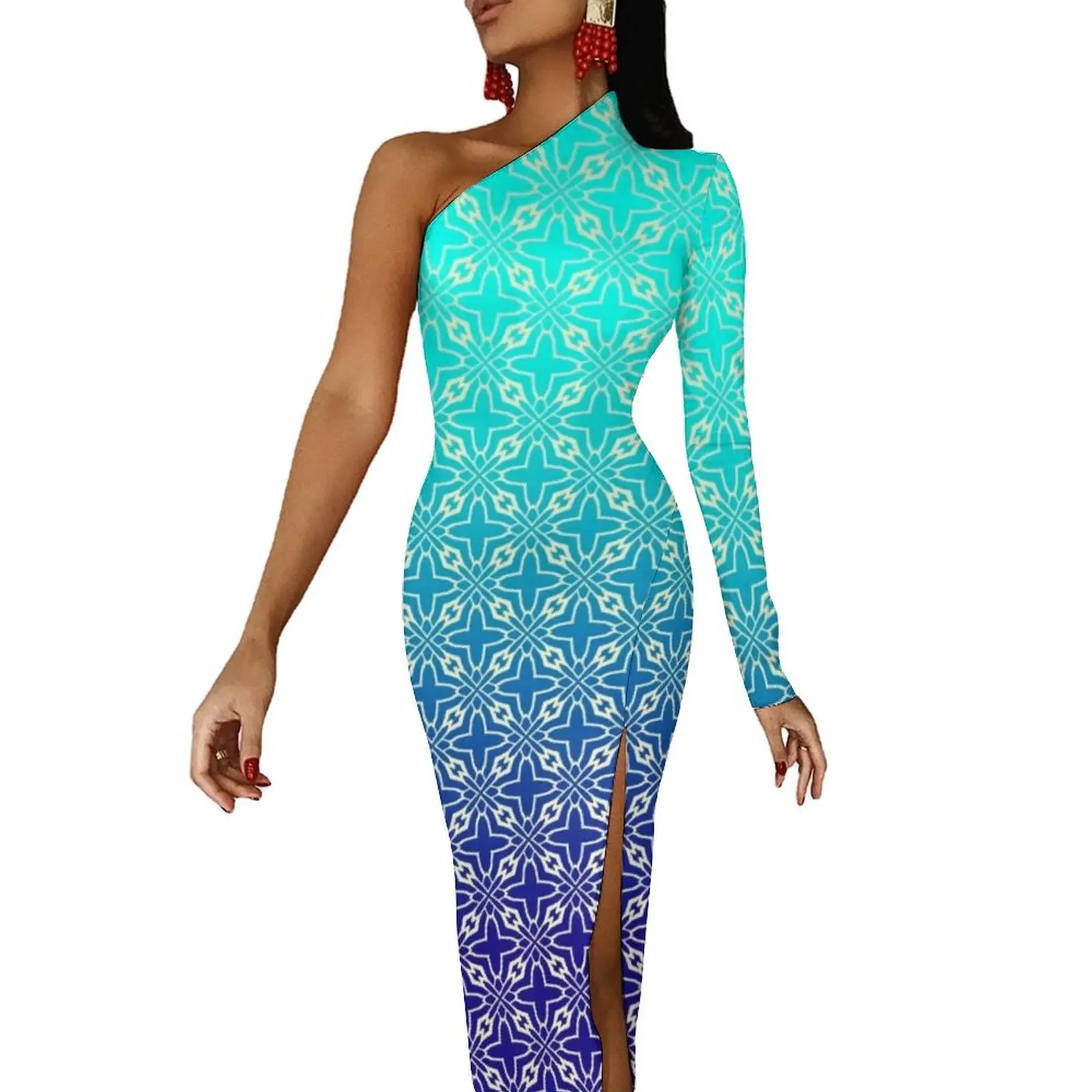 Two Tone Light Blue Maxi Dress Long Sleeve Medium Star Tile Pattern Retro Bodycon Dress Autumn Long Dresses Women Custom Vestido
Two Tone Light Blue Maxi Dress Long Sleeve Medium Star Tile Pattern Retro Bodycon Dress Autumn Long Dresses Women Custom Vestido