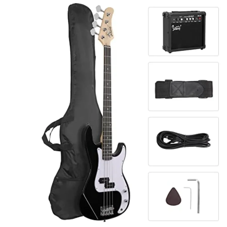Beginner electric bass guitar kit for practice and performance: basswood body, black finish, 39-inch right-handed 4-string with
Beginner electric bass guitar kit for practice and performance: basswood body, black finish, 39-inch right-handed 4-string with