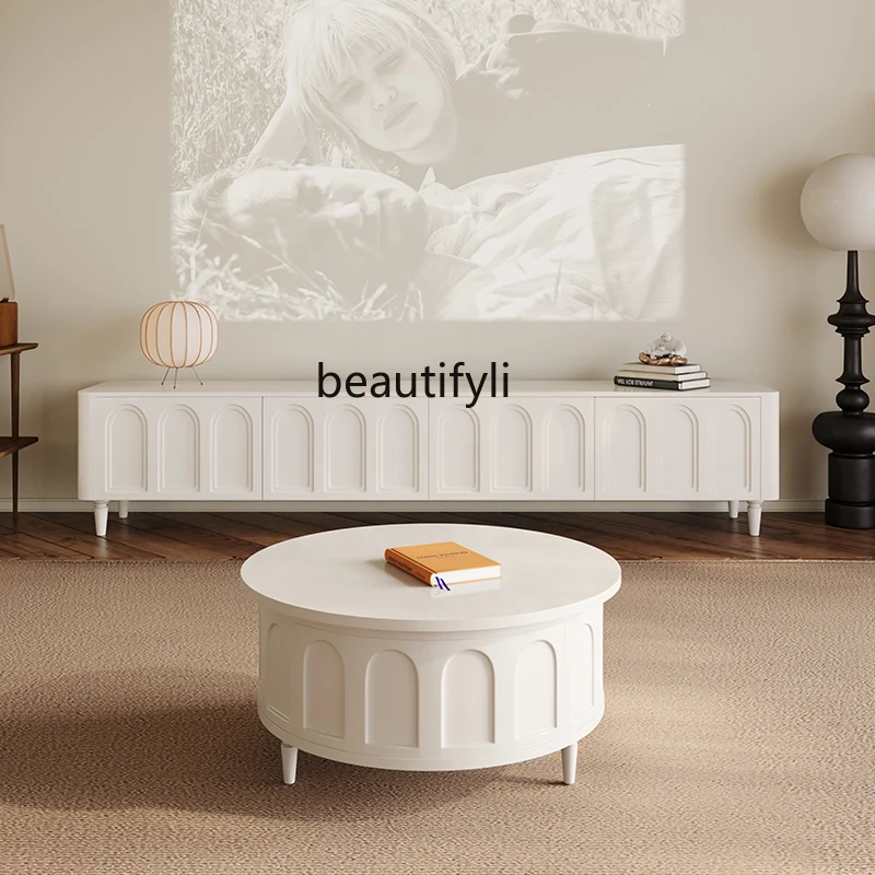 French Style TV Cabinet and Tea Table Combination Living Room Solid Wood Cream Style TV Stand
French Style TV Cabinet and Tea Table Combination Living Room Solid Wood Cream Style TV Stand