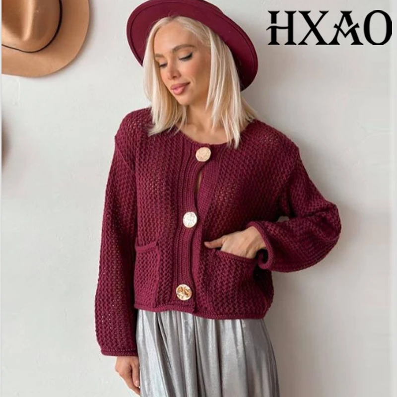 HXAO Knit Cardigan For Women Long Sleeve Cropped Sweaters Cardigan Woman Knitting Crochet Red Cardigan Outerwears Button Jacket
HXAO Knit Cardigan For Women Long Sleeve Cropped Sweaters Cardigan Woman Knitting Crochet Red Cardigan Outerwears Button Jacket
