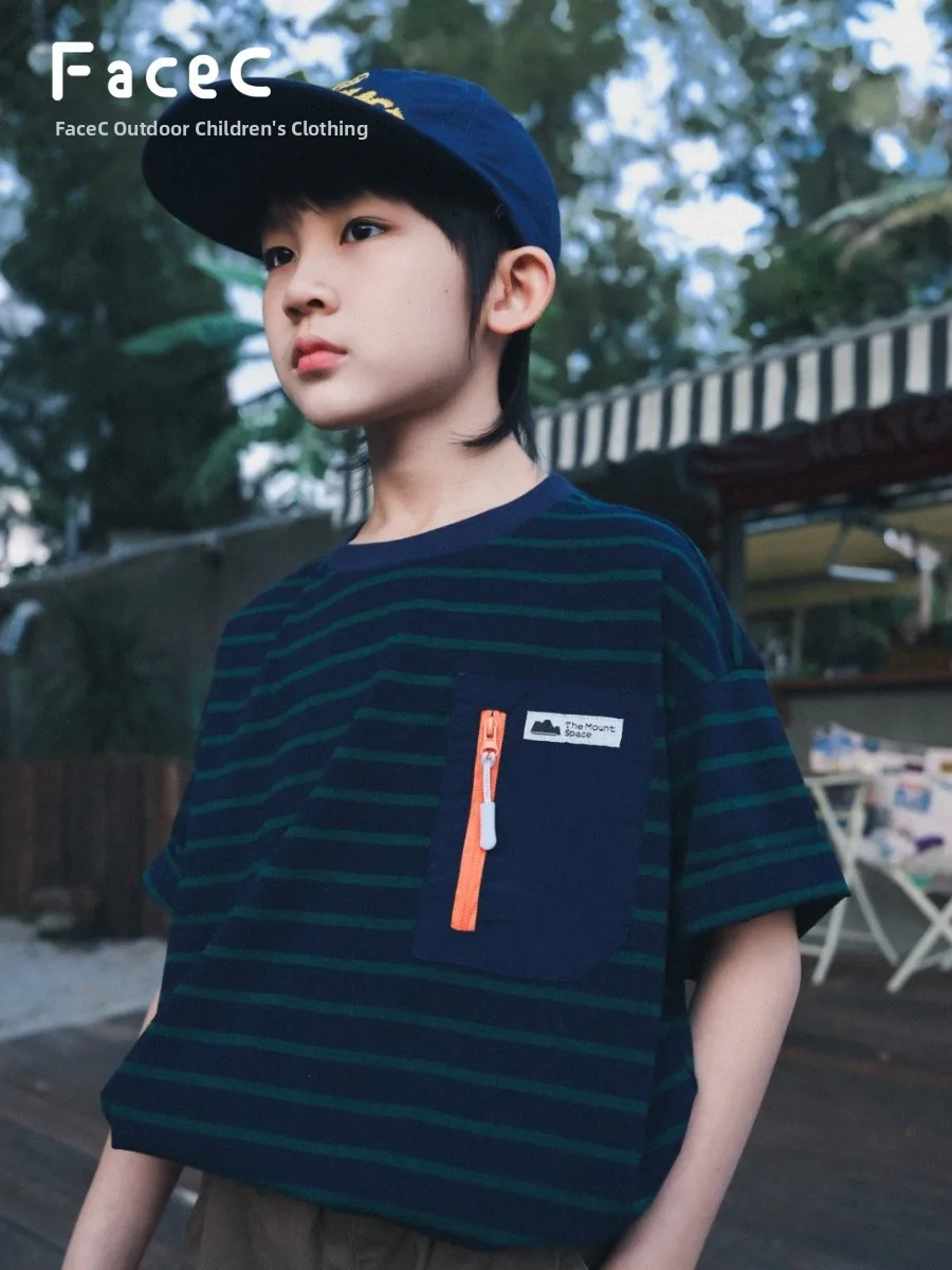 Facec Boys Short Sleeve T-Shirt Summer New Loose Outdoor Striped Pocket Children's Mountain Series Cotton Polyester Blend Com...
Facec Boys Short Sleeve T-Shirt Summer New Loose Outdoor Striped Pocket Children's Mountain Series Cotton Polyester Blend Com...