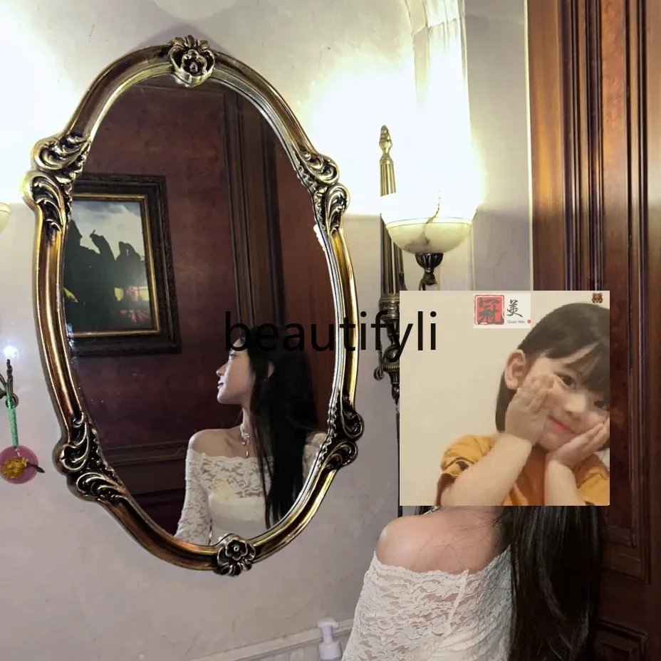 French vintage bathroom oval bathroom mirror American bedroom makeup fireplace decorative mirror
French vintage bathroom oval bathroom mirror American bedroom makeup fireplace decorative mirror