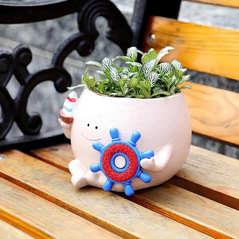 Cute Plant Pots Resin Succulent Planter Modern Decorative Boat Pot with Drainage Hole for Bonsai Cactus Garden Home Outdoor 
Cute Plant Pots Resin Succulent Planter Modern Decorative Boat Pot with Drainage Hole for Bonsai Cactus Garden Home Outdoor