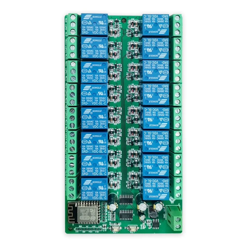 Y06A ESP8266 WIFI 16-канальный релейный модуль ESP-12F Мощность макетной платы, 16-контактный релейный модуль, режим питания 12 В
Y06A ESP8266 WIFI 16-канальный релейный модуль ESP-12F Мощность макетной платы, 16-контактный релейный модуль, режим питания 12 В
