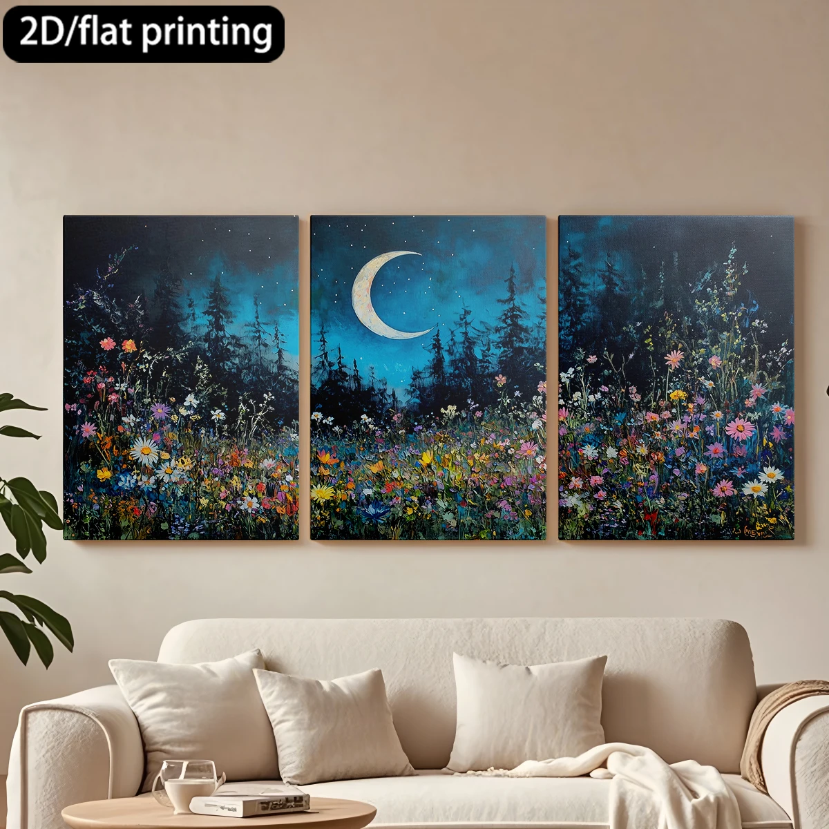 3pc wooden frame canvas decorative paintingMoonlit meadow, wildflowers, pine trees.Corridor bedroom decoration
3pc wooden frame canvas decorative paintingMoonlit meadow, wildflowers, pine trees.Corridor bedroom decoration