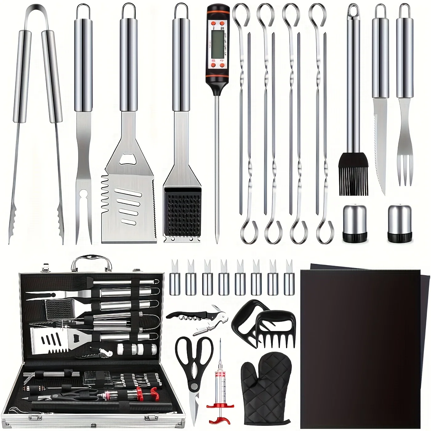 36pcs Heavy Duty Grilling Additions Kit, Grilling Gifts for Men Dad Birthday Gift, Stainless Steel Grill Tools Additions with Aluminum Case for Backyard BBQ, Outdoor Camping Grill
36pcs Heavy Duty Grilling Additions Kit, Grilling Gifts for Men Dad Birthday Gift, Stainless Steel Grill Tools Additions with Aluminum Case for Backyard BBQ, Outdoor Camping Grill