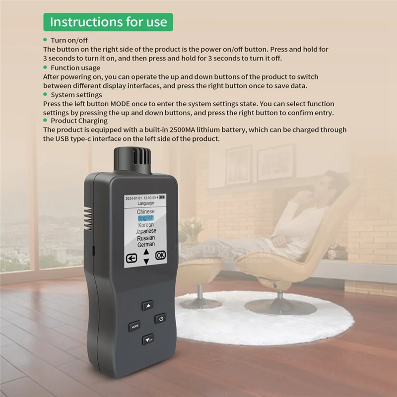 ABSS-Home Air Quality Monitoring COO/TVOC/PM2.5/Temp/Humidity Tester Carbon Dioxide Detector
ABSS-Home Air Quality Monitoring COO/TVOC/PM2.5/Temp/Humidity Tester Carbon Dioxide Detector