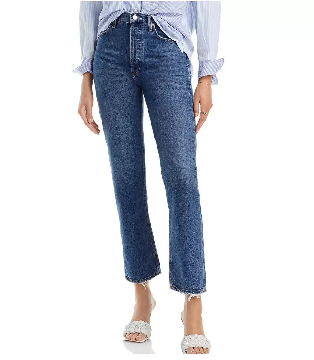 Women High waisted denim pants fashion casual Straight jeans
Women High waisted denim pants fashion casual Straight jeans