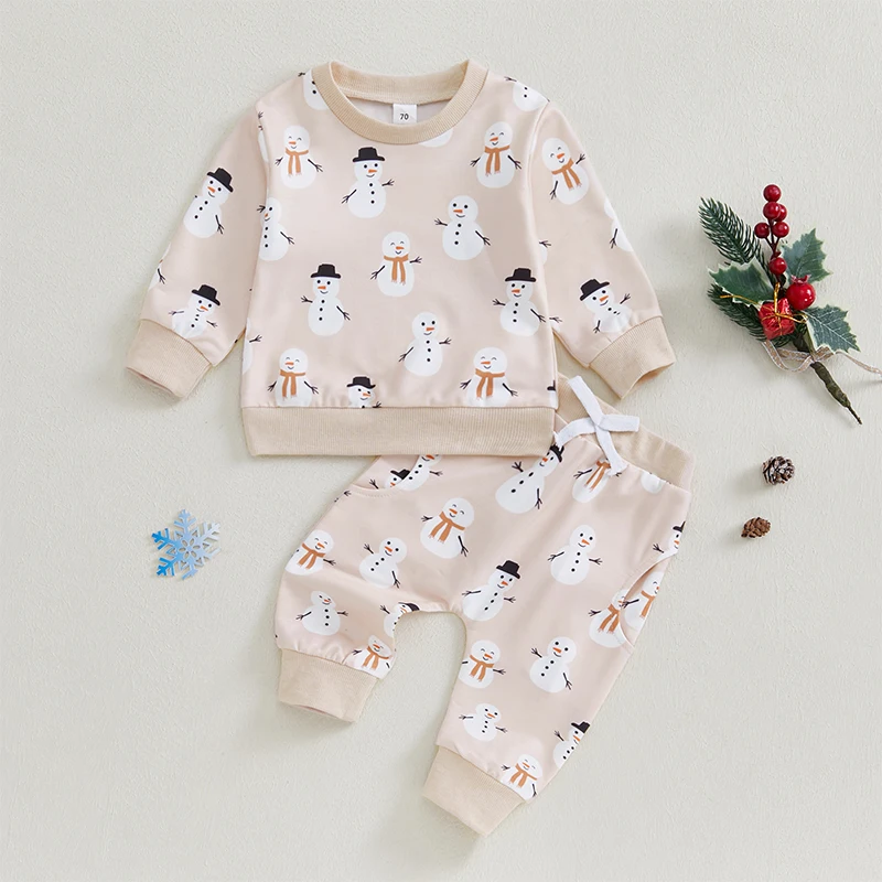 Suefunskry Baby Boy Girl Christmas Outfits Snowman Print Long Sleeve Crew Neck Sweatshirt with Elastic Waist Pants Fall 2Pcs Set
Suefunskry Baby Boy Girl Christmas Outfits Snowman Print Long Sleeve Crew Neck Sweatshirt with Elastic Waist Pants Fall 2Pcs Set