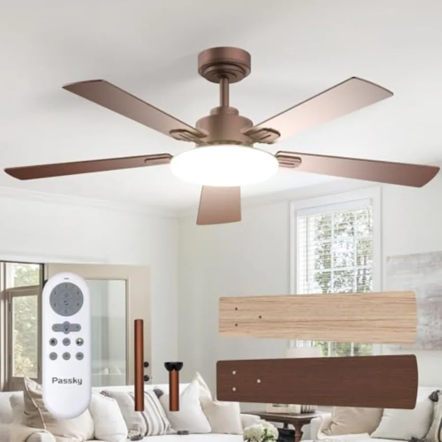 Ceiling Fans with Lights for Bedroom and Living Room, Brown Metal Ceiling Fan, 52 inch, 3CCT Dimmable Light, Reversible Quiet O
Ceiling Fans with Lights for Bedroom and Living Room, Brown Metal Ceiling Fan, 52 inch, 3CCT Dimmable Light, Reversible Quiet O