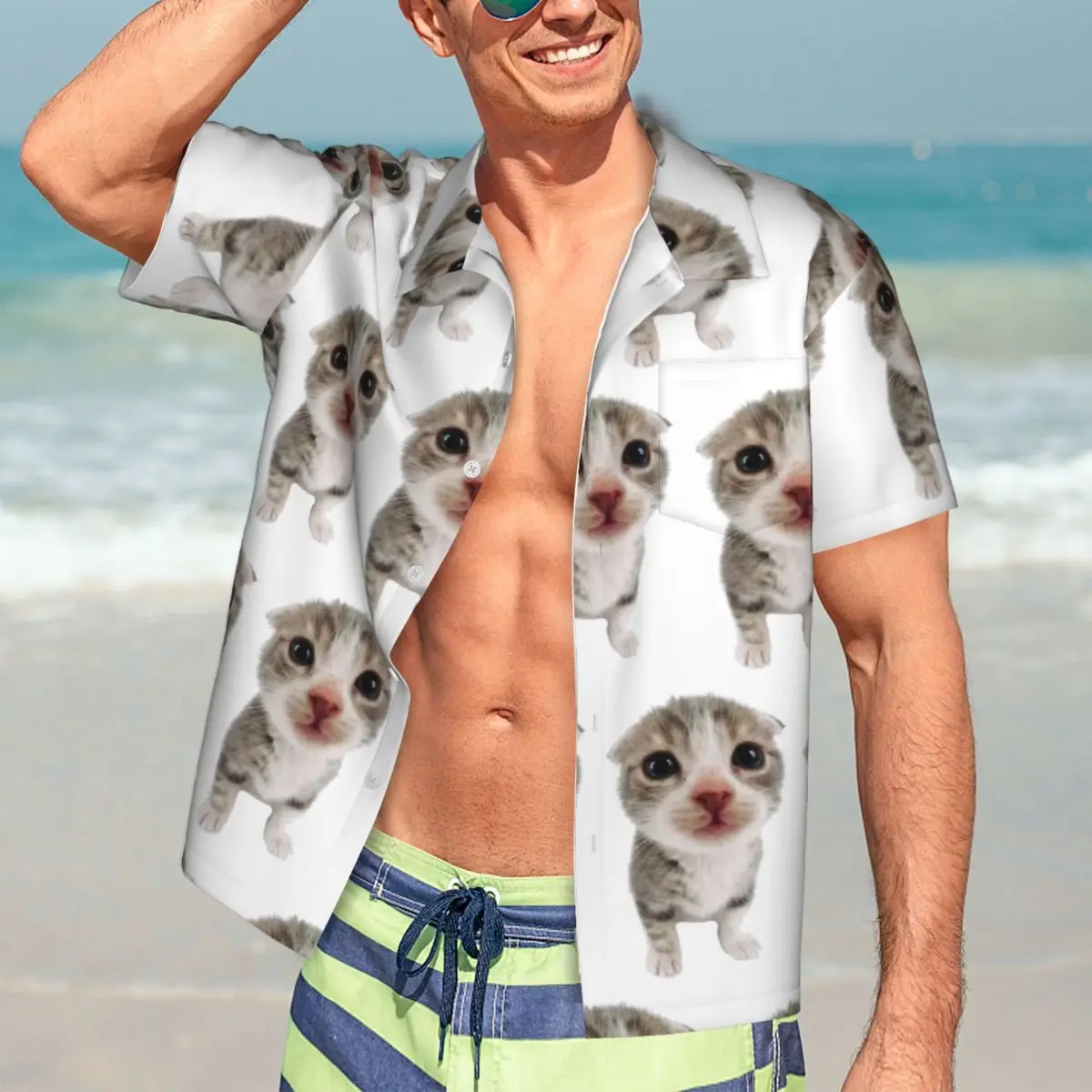 Cat Hawaiian Shirts Fashion Men Short Sleeve Shirt for Summer Beach Men's Button Tops
Cat Hawaiian Shirts Fashion Men Short Sleeve Shirt for Summer Beach Men's Button Tops