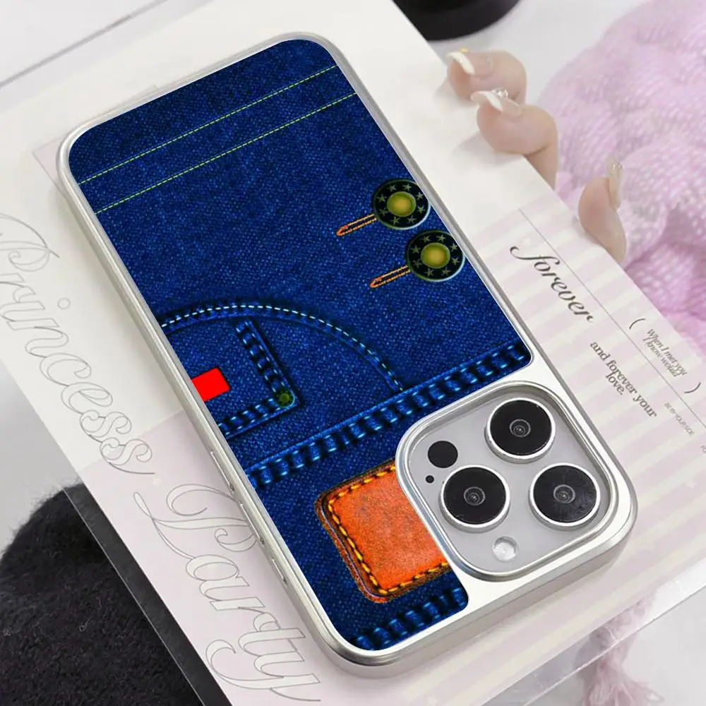Jeans Texture Phone Case for iPhone 17 16 15 14 13 12 11 Air Pro Max Plus Electroplated Silver Cover
Jeans Texture Phone Case for iPhone 17 16 15 14 13 12 11 Air Pro Max Plus Electroplated Silver Cover