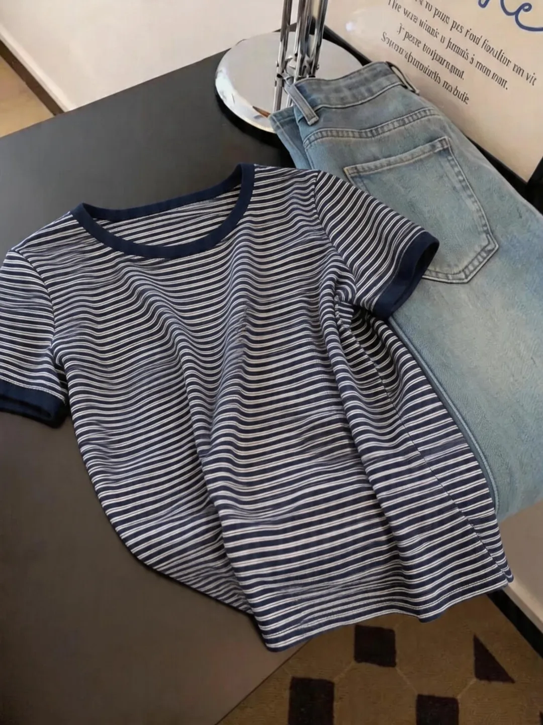 Loose Fit Striped T-Shirt Women's plus Size Summer round Neck Short Sleeve Casual Top Comfortable Breathable Street Style
Loose Fit Striped T-Shirt Women's plus Size Summer round Neck Short Sleeve Casual Top Comfortable Breathable Street Style
