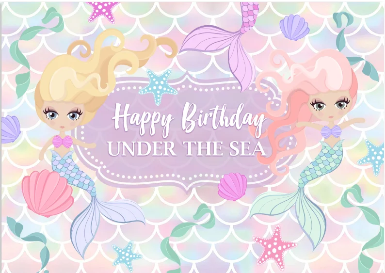 7x5FT Under The Sea Happy Birthday Mermaid Baby Shower Outdoor Weatherproof Photo Background Wrinkle Free Polyester Polycotton
7x5FT Under The Sea Happy Birthday Mermaid Baby Shower Outdoor Weatherproof Photo Background Wrinkle Free Polyester Polycotton