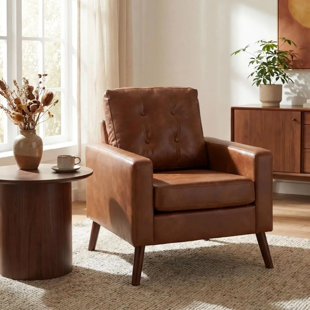 Кресло Accent, большое клубное кресло-софа из искусственной кожи с тафтингом, кресло в стиле Mid-Century Modern с деревянными ножками для чтения
Кресло Accent, большое клубное кресло-софа из искусственной кожи с тафтингом, кресло в стиле Mid-Century Modern с деревянными ножками для чтения