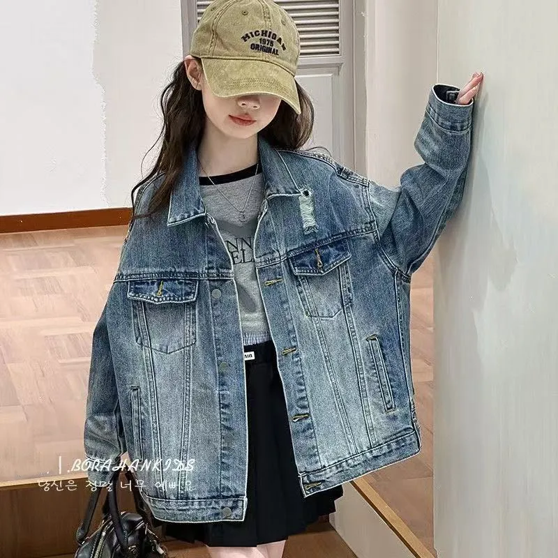 2-14Year Spring and Autumn Teenage Girls Denim Coat New Children's Washed and Used Big Children's Short Jacket Kids Top 90-170CM
2-14Year Spring and Autumn Teenage Girls Denim Coat New Children's Washed and Used Big Children's Short Jacket Kids Top 90-170CM