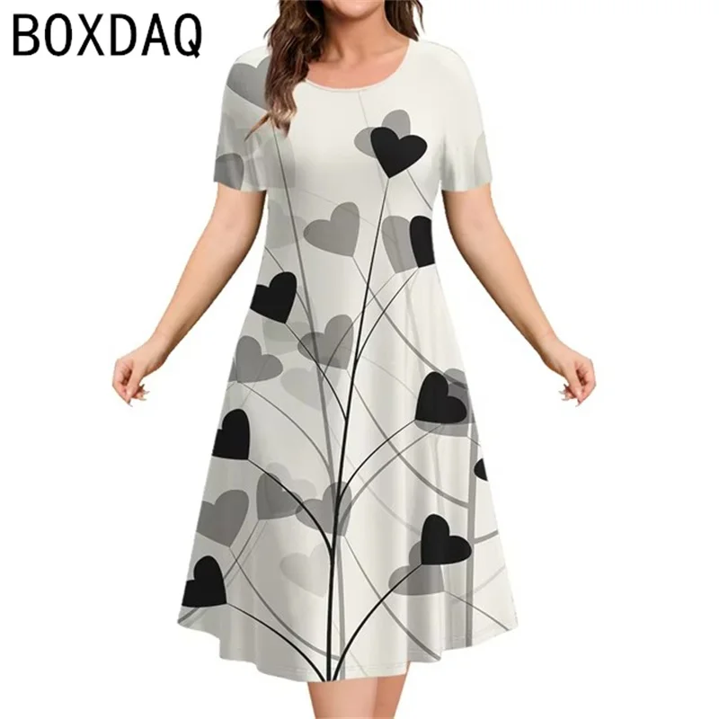 Women's Romantic Heart-shaped Printed Dress Fashion Casual Short Sleeve O-Neck A-Line Dress Vacation Party Sundress Vestidos
Women's Romantic Heart-shaped Printed Dress Fashion Casual Short Sleeve O-Neck A-Line Dress Vacation Party Sundress Vestidos