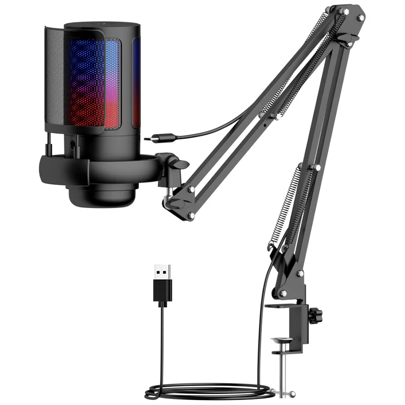 BoBidee New ME6S USB Condenser Gaming Professional Podcast Microphone Studio Recording Microphone Ampliant RGB Gaming Microphone
BoBidee New ME6S USB Condenser Gaming Professional Podcast Microphone Studio Recording Microphone Ampliant RGB Gaming Microphone