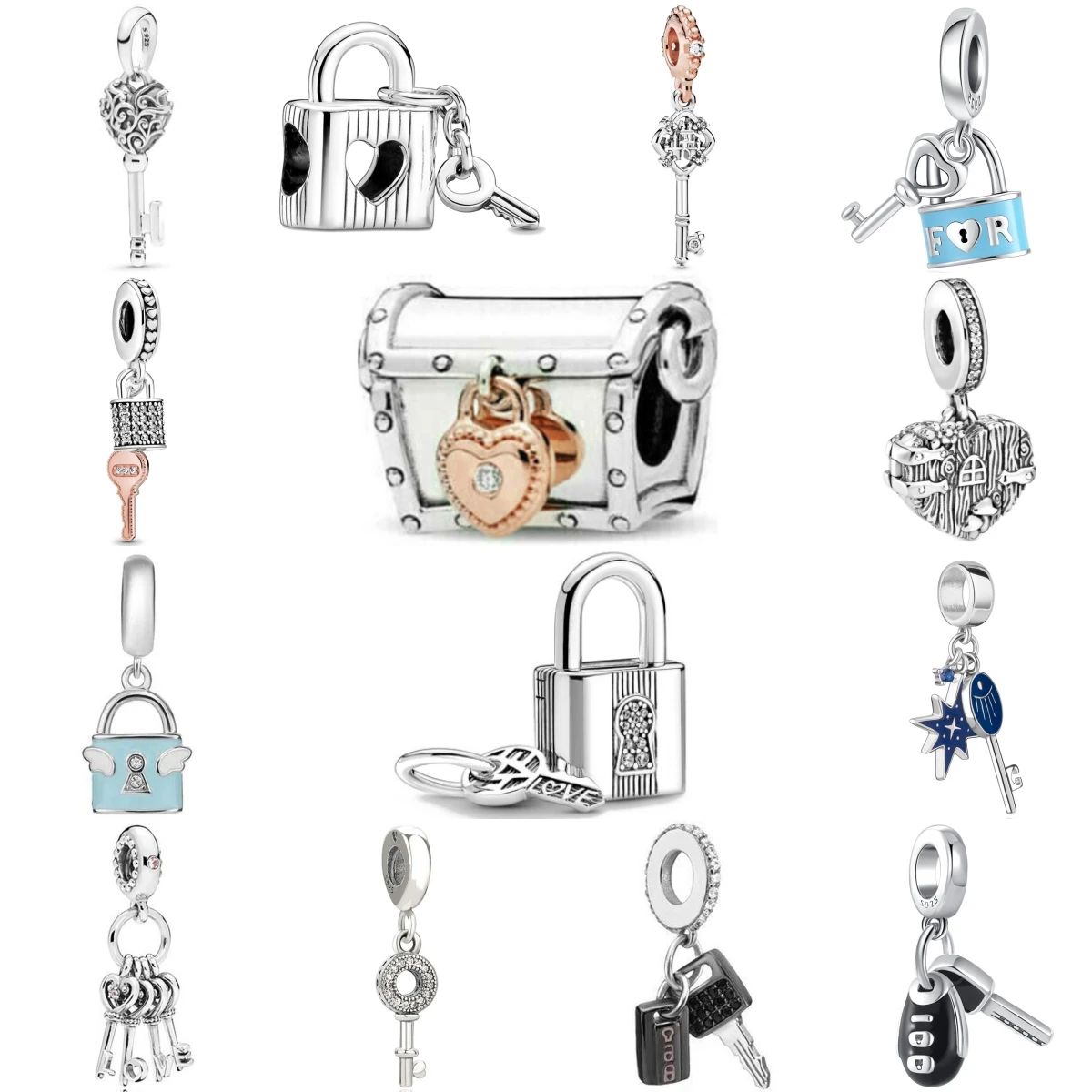 New 925 Sterling silver Romantic Valentine's Day Locks And keys Charm Bead Fit Original Pendant Bracelet DIY Women Jewelry
New 925 Sterling silver Romantic Valentine's Day Locks And keys Charm Bead Fit Original Pendant Bracelet DIY Women Jewelry
