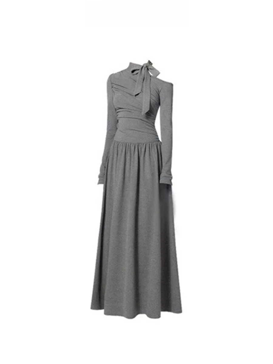 Faying Home Shoulder Bared Pleated Slim Long Sleeve A-Line Long Base Dress Women Autumn Winter Commute Style Full Length Dress
Faying Home Shoulder Bared Pleated Slim Long Sleeve A-Line Long Base Dress Women Autumn Winter Commute Style Full Length Dress