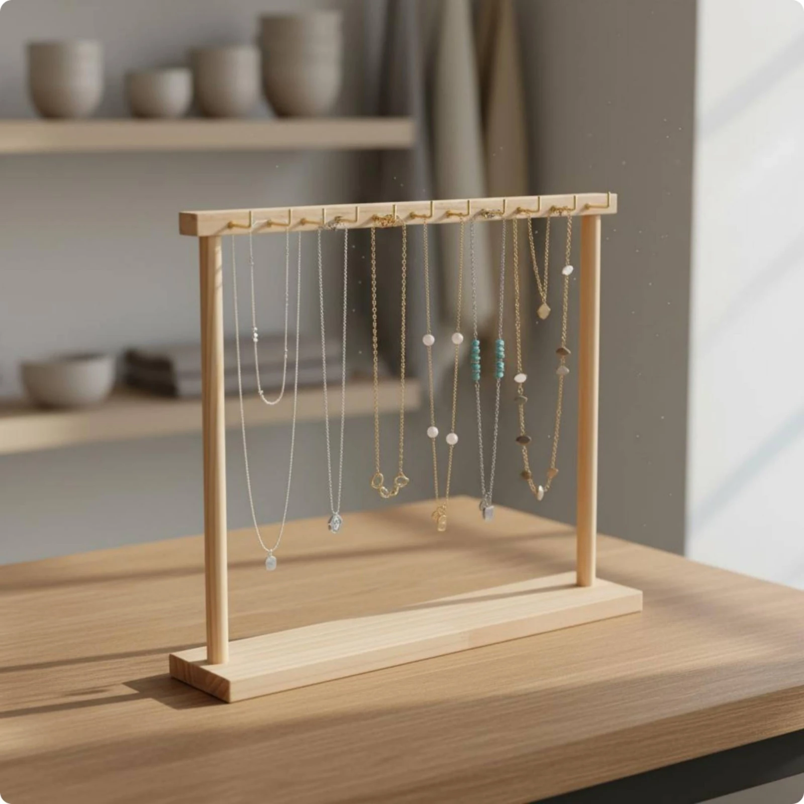 Accessory Storage Wood Necklace Display Stand Easy to Display Jewelry Hanger Shelf Aspect Naturel for Boutique Window
Accessory Storage Wood Necklace Display Stand Easy to Display Jewelry Hanger Shelf Aspect Naturel for Boutique Window
