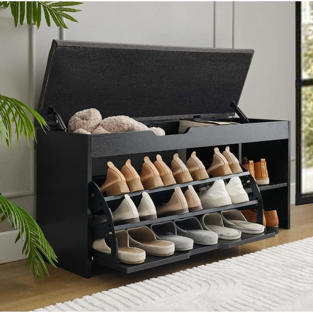 Shoe Bench with Storage, Entryway Bench with Cushion, Shoe Cabinet with Flip Drawer, Shoes Storage Organizer
Shoe Bench with Storage, Entryway Bench with Cushion, Shoe Cabinet with Flip Drawer, Shoes Storage Organizer