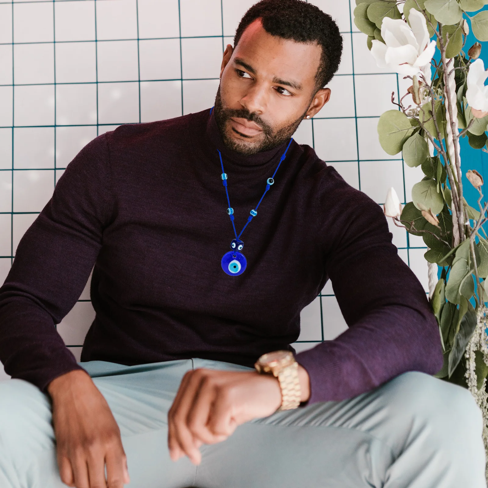 Men Necklace Blue Eye Pendant Necklace Simple Elegant Clavicle Accessory Evil Eye Necklaces for Men Cool Neck Decoration
Men Necklace Blue Eye Pendant Necklace Simple Elegant Clavicle Accessory Evil Eye Necklaces for Men Cool Neck Decoration