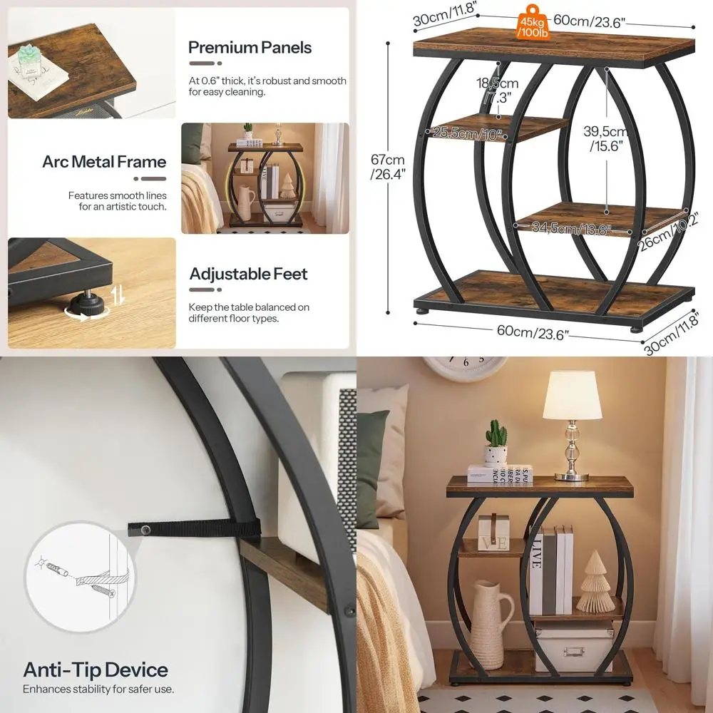 4-уровневый приставной столик для хранения с геометрическим каркасом, в деревенском стиле, коричневый и черный, подходит для гостиной, спальни, офиса - HOOBRO BF164B
4-уровневый приставной столик для хранения с геометрическим каркасом, в деревенском стиле, коричневый и черный, подходит для гостиной, спальни, офиса - HOOBRO BF164B