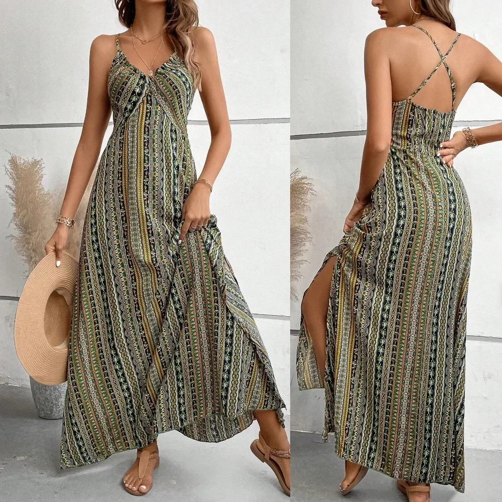 Dress Women Summer Fashion Bohemian Sleeveless Sexy Long Maxi Suspender Dresses Lady 1044
Dress Women Summer Fashion Bohemian Sleeveless Sexy Long Maxi Suspender Dresses Lady 1044