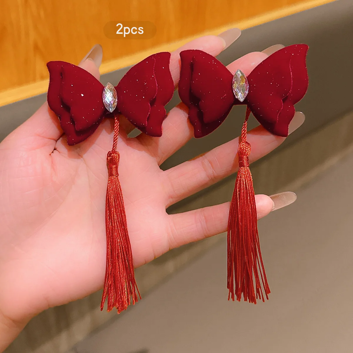 2 sweet and versatile festive red butterfly fringe hair clips suitable for daily hair accessories
2 sweet and versatile festive red butterfly fringe hair clips suitable for daily hair accessories