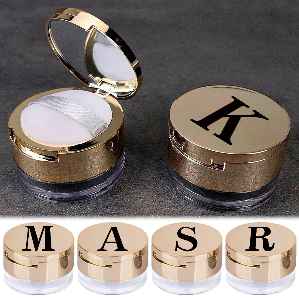 1pc Gold Puff Box Loose Powder Container With Sieve Mirror Black Letter Travel Makeup Container Initial Name 26 Letters Pattern
1pc Gold Puff Box Loose Powder Container With Sieve Mirror Black Letter Travel Makeup Container Initial Name 26 Letters Pattern
