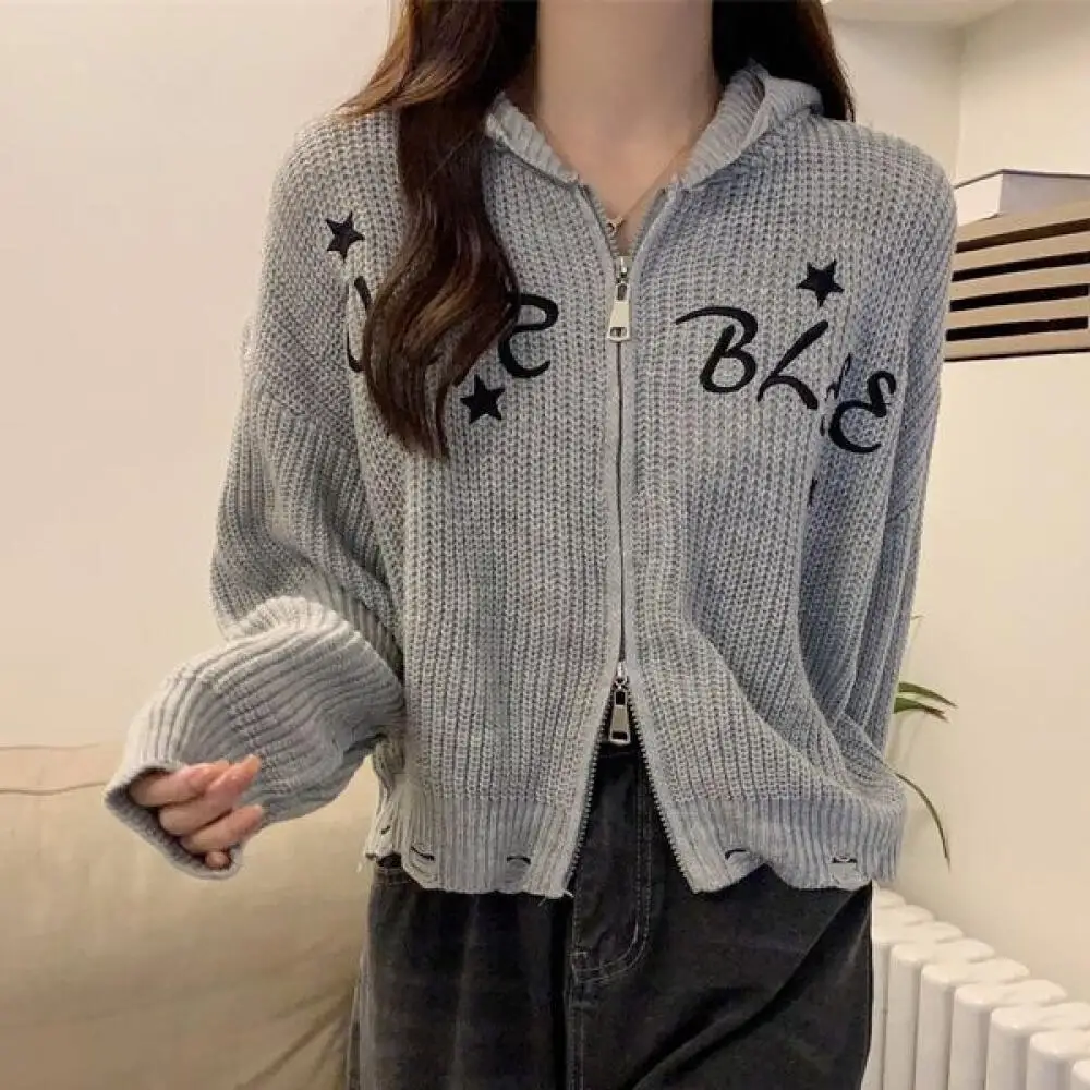 Women's Y2K Kawaii Warm Hooded Zipped Knit Cardigan Jacket Tops Woman Clothes Long Sleeve Casual Autumn Winter Ladies Cozy Wear
Women's Y2K Kawaii Warm Hooded Zipped Knit Cardigan Jacket Tops Woman Clothes Long Sleeve Casual Autumn Winter Ladies Cozy Wear