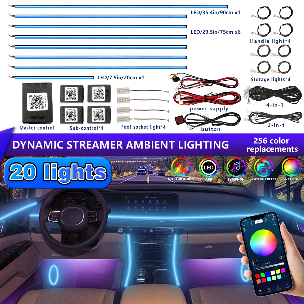Car Interior Decorative Ambient Light RGB 64-Color LED Quick-Fit Installation Kit with Smart Remote Control
Car Interior Decorative Ambient Light RGB 64-Color LED Quick-Fit Installation Kit with Smart Remote Control