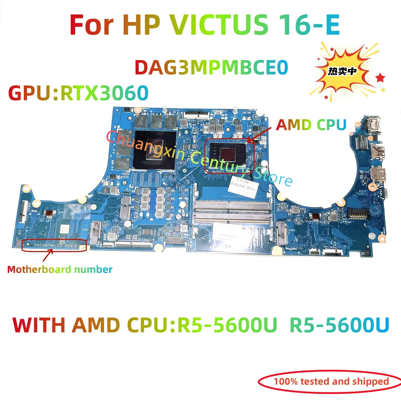 Suitab For HP VICTUS 16-E lelaptop motherboard DAG3MPMBCE0 with CPU R5-5600U R7-5800 GPU RTX3060 6G 100% Tested Full Work
Suitab For HP VICTUS 16-E lelaptop motherboard DAG3MPMBCE0 with CPU R5-5600U R7-5800 GPU RTX3060 6G 100% Tested Full Work