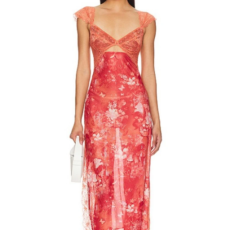New 2026 Summer Women's Elegant Long Dress Vintage Floral Print Lace Backless Maxi Dress With Spaghetti Strap & Side Slit
New 2026 Summer Women's Elegant Long Dress Vintage Floral Print Lace Backless Maxi Dress With Spaghetti Strap & Side Slit