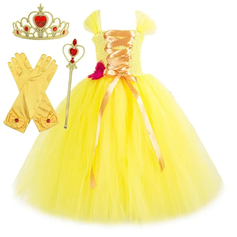 Yellow Belle Princess Long Tutu Dress for Girls Birthday Party Ball Gown Kids Girl Christmas Carnival Floor Costumes with Crown
Yellow Belle Princess Long Tutu Dress for Girls Birthday Party Ball Gown Kids Girl Christmas Carnival Floor Costumes with Crown