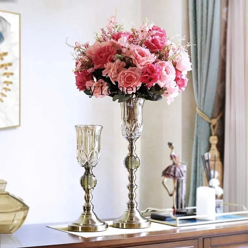 HYS tall glass vase living room flower arrangement ornament light luxury high-end dining table home decoration
HYS tall glass vase living room flower arrangement ornament light luxury high-end dining table home decoration