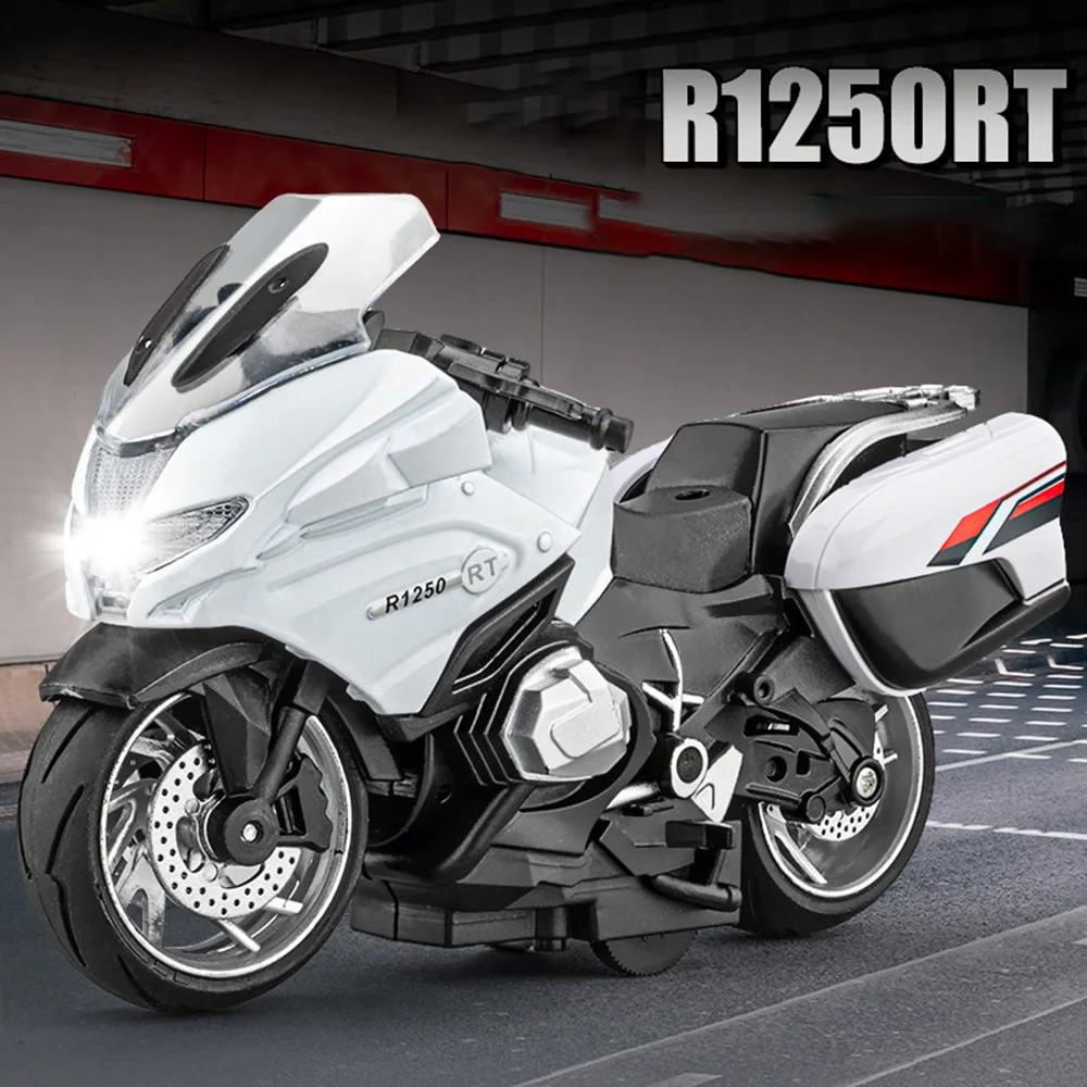 Модель полицейского мотоцикла R1250RT 1:14, литая под давлением, со звуком и светом, откатным механизмом, амортизацией, миниатюрная, подарок для детей
Модель полицейского мотоцикла R1250RT 1:14, литая под давлением, со звуком и светом, откатным механизмом, амортизацией, миниатюрная, подарок для детей