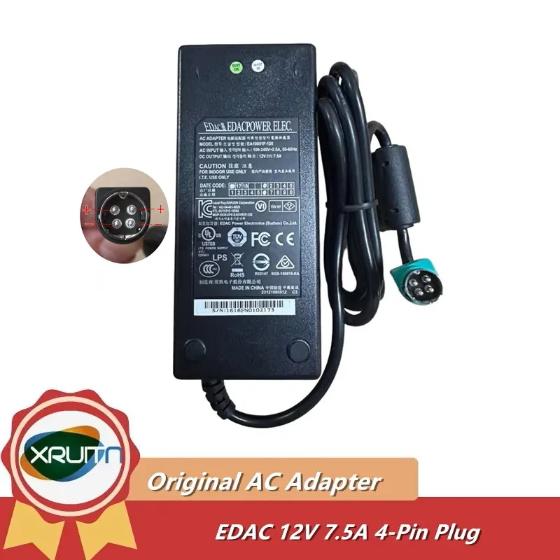Genuine EDAC EA10951F-120 EA11001A-120 AC Power Adapter 12V 7.5A 90W 4-PIN Power Supply Charger
Genuine EDAC EA10951F-120 EA11001A-120 AC Power Adapter 12V 7.5A 90W 4-PIN Power Supply Charger