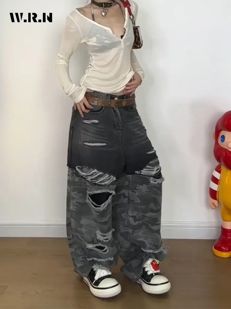 American Retro Grunge Street Jean Hip-hop Baggy Patchwork Full Length Pants Women's Dark Emo Casual Y2K Ripped Denim Trouser
American Retro Grunge Street Jean Hip-hop Baggy Patchwork Full Length Pants Women's Dark Emo Casual Y2K Ripped Denim Trouser