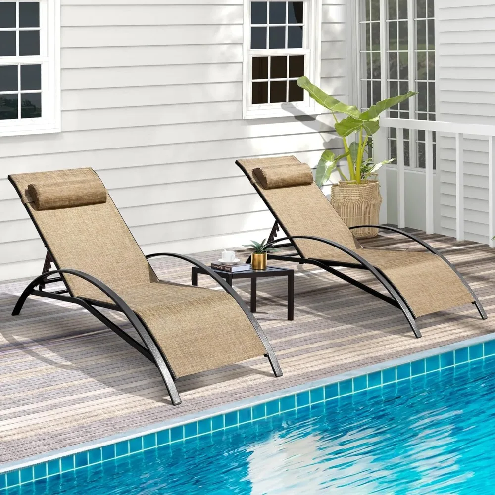 3 PCS Outdoor Lounge Chairs Set of 2 with Coffee Table, All-Weather Textiline Patio Recliner Chairs with 5 Adjustable Backrest
3 PCS Outdoor Lounge Chairs Set of 2 with Coffee Table, All-Weather Textiline Patio Recliner Chairs with 5 Adjustable Backrest