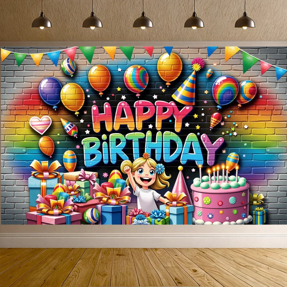 Graffiti Family Celebration Party Wall Decoration Banner Photo Props Colorful Balloon Rainbow Happy Birthday Background Banner
Graffiti Family Celebration Party Wall Decoration Banner Photo Props Colorful Balloon Rainbow Happy Birthday Background Banner