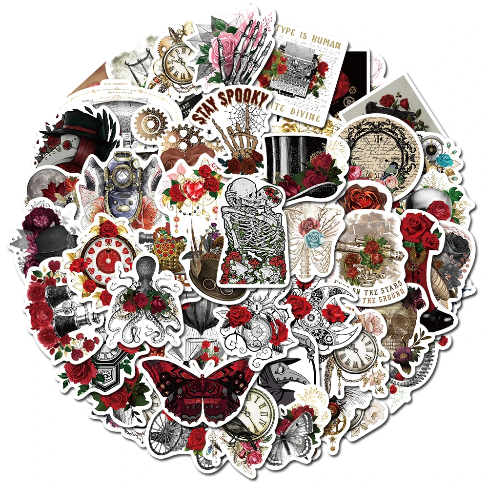52PCS Steampunk&Rose Aesthetics Retro Stickers Vintage For DIY Notebook Luggage Motorcycle Laptop Refrigerator Decal Toys
52PCS Steampunk&Rose Aesthetics Retro Stickers Vintage For DIY Notebook Luggage Motorcycle Laptop Refrigerator Decal Toys