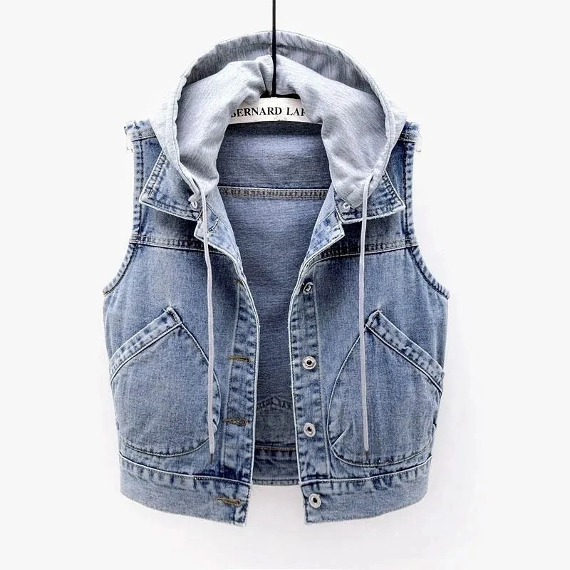 Denim Jacket Women's Spring Autumn Short Denim Vest Cotton Material Hooded Single Button Denim Coat 2025 New Women Short Coat
Denim Jacket Women's Spring Autumn Short Denim Vest Cotton Material Hooded Single Button Denim Coat 2025 New Women Short Coat