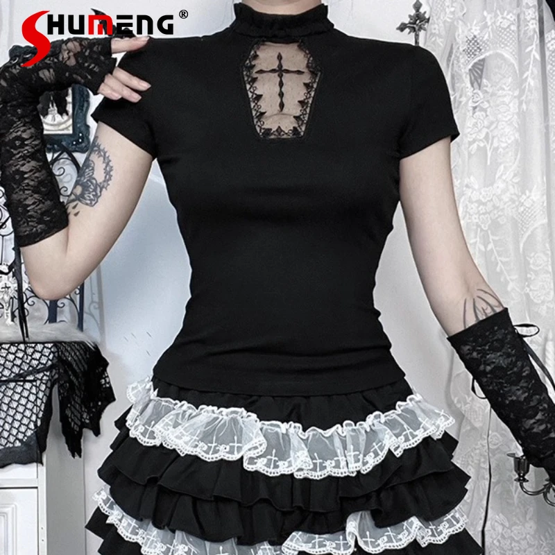 New Japanese Gothic Dark Style Lace Top Subculture Hot Girl Maid Cosplay Costume Street Style Short Sleeves T-shirts Mini Skirt
New Japanese Gothic Dark Style Lace Top Subculture Hot Girl Maid Cosplay Costume Street Style Short Sleeves T-shirts Mini Skirt