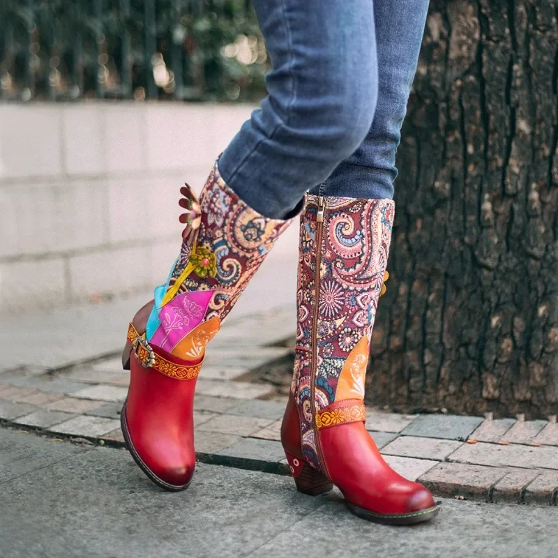 Women Ladies Genuine Leather 5CM Square Heel Female Shoes Knee-High Boots Multi-color Side Zipper Winter Autumn Motorcycle Boots
Women Ladies Genuine Leather 5CM Square Heel Female Shoes Knee-High Boots Multi-color Side Zipper Winter Autumn Motorcycle Boots