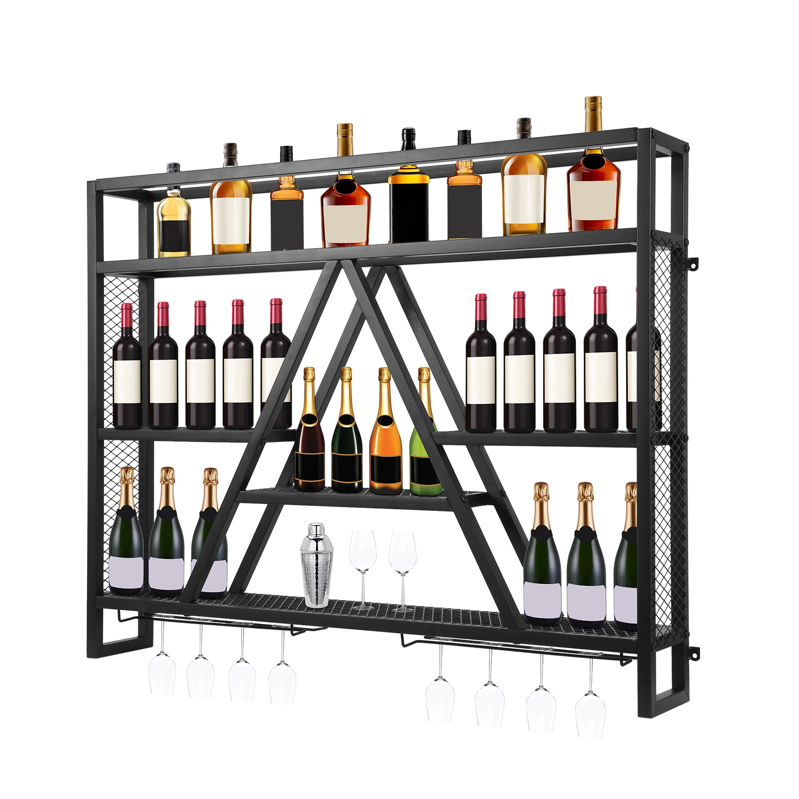 Metal Bottle & Glass Holder Multi-Purpose Creative Liquor Cabinet Large Capacity for Kitchens Bars Cafes
Metal Bottle & Glass Holder Multi-Purpose Creative Liquor Cabinet Large Capacity for Kitchens Bars Cafes